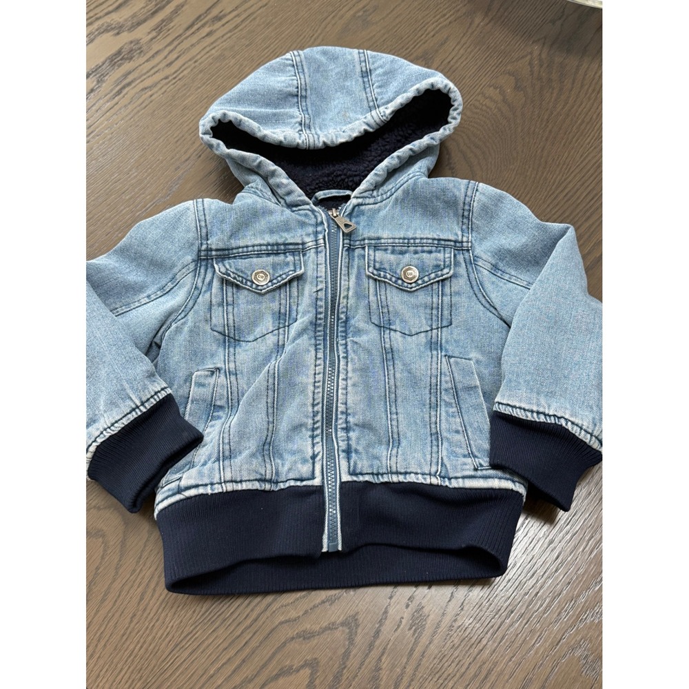 Urban Republic Kids Denim Sherpa Lined Hooded Jacket Medium Wash Blue Size 4 S